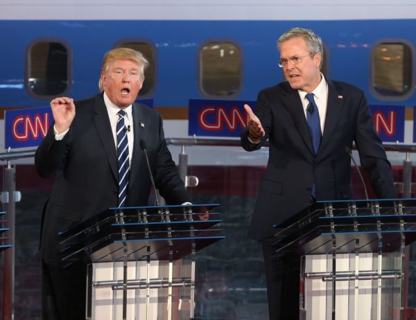 Republican presidential candidates Jeb Bush (right) and Donald Trump (left)