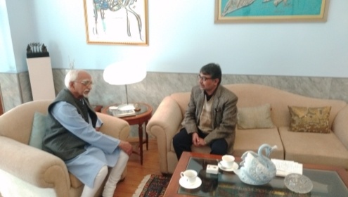 Abdul Bari Masoud with ex VP Hamid Ansari